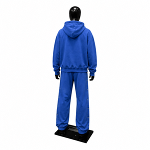 Ensemble survêtement bleu oversize pour homme, streetwear, sweat-shirt à capuche, pantalon cargo jogger, molleton de coton épais, décontracté, urbain - Product Image 2