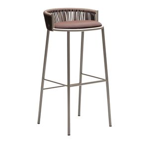 Silla de Barra Industrial de Metal Tapizada y Tejida con Asiento Acolchado, Taburete Alto para Restaurante, Cafetería, Cocina, Barra - Product Image 1