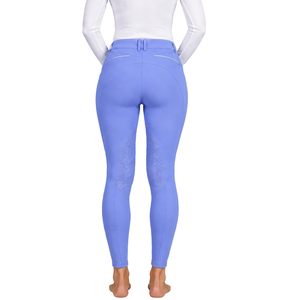 Light Purple Women Mid Waist Stretch Equestrian Breeches Horse Riding Leggings Silicone Full <b>Seat</b> Grip Zipper Closure Tights - Product Image 5
