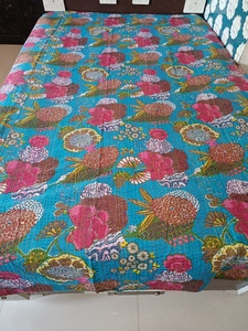 Floral Bird Print Bohemian <b>King</b> Modern All-Season Printed Denim Patchwork Handmade Cotton Filling Home Use Quilt <b>Bedspread</b> - Product Image 5