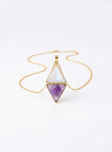 Collier en platine, pierre de lune et améthyste, pendentif en pierre précieuse naturelle, cristal, guérison spirituelle, élégant, luxe, bohème, cadeau pour elle, vente en gros - Product Image 3