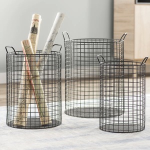 Panier de rangement métallique robuste avec poignées, grande capacité, organisateur en fil métallique pour cuisine, garde-manger, salle de bain - Product Image 1