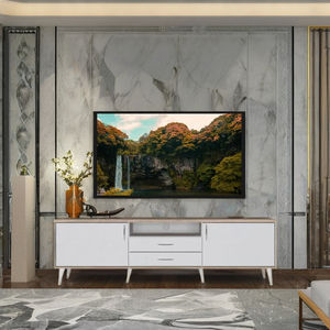 Meuble TV moderne en bois FURNIZONE avec étagère de rangement intégrée, design panneau bois, installation au sol, modèle salon 26_0142 - Product Image 1