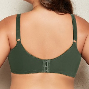 Soutien-gorge push-up vert olive pour femme avec coussinets intégrés et détail nœud, lingerie sans couture, maintien moyen - Product Image 2