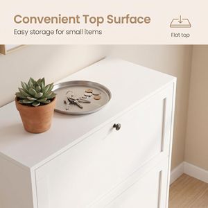 Meuble à chaussures blanc en bois, fin et étroit, avec 2 tiroirs basculants, 80 cm x 30 cm x 80 cm, organisateur de rangement anti-basculement pour chaussures - Product Image 4