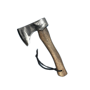 Hache de bûcheron multifonctionnelle à dos plat en acier à haute teneur en carbone, pour bricolage industriel et extérieur, avec étui en cuir et manche en bois, pour jardin - Product Image 1