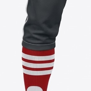 <b>Men's</b> Baseball Knicker <b>Pants</b> Grey With Red <b>White</b> Stripes Side Stripe Logo On Right Leg High Waist Button Fly Sporty Style - Product Image 3