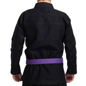 Kimono de BJJ Black Leaf pour homme, en coton noir, avec ceinture violette, coupe classique, vêtements d'arts martiaux pour adultes - Product Image 2