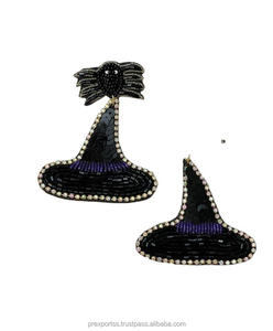 Pendientes de Aro con Cuentas de Diseño Moderno para Halloween, con Forma de Sombrero de Bruja y Calabaza, Joyería Hecha a Mano para Mujer, Venta al Por Mayor - Product Image 6