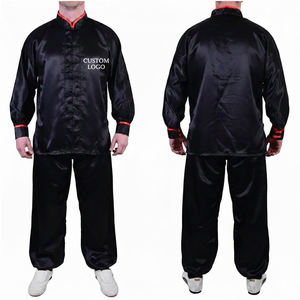 ชุดกังฟูสีดำแดง แต่งขอบสีแดง ขายดี คุณภาพพรีเมียม ระบายอากาศได้ดี ผลิตจากโพลีเอสเตอร์ สำหรับศิลปะการต่อสู้ มีโลโก้ด้านหน้า เหมาะสำหรับผู้ใหญ่ทั้งชายและหญิง - Product Image 1