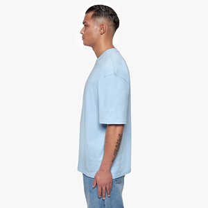 Camiseta de Lona de Algodón de Color Sólido para Hombre, Manga Corta, Cuello Redondo, Corte Regular, Diseño Informal, Estampado Digital, Tejido de Punto, 300g - Product Image 2
