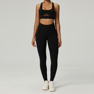 Ropa deportiva para mujer, leggings de cintura alta, conjunto para gimnasio, elástico, transpirable, ropa deportiva activa, traje deportivo para entrenamiento - Product Image 4