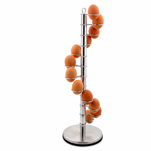 Industrial Rustic Style Black Metal Wire <b>Egg</b> Storage Basket With Spiral Carry Handle For Farmhouse Kitchen Countertop On Sale - Product Image 3