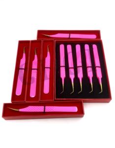 Pince à épiler de précision GETUP BROSONS IMPEX professionnelle en acier inoxydable, pointe nano en fibre, revêtement poudré rose foncé, durable - Product Image 5