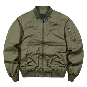 Blouson bomber vert olive pour homme, col montant, fermeture éclair, toile, formel, écologique, séchage rapide, respirant, vêtement d'hiver - Product Image 4