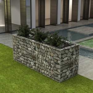 Grandes jardinières surélevées en gabion, robustes, en acier galvanisé argenté - Product Image 1