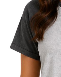 Camiseta raglán gris claro y gris carbón para mujer, informal, con cuello redondo, manga corta, mezcla de algodón suave, top de moda de verano - Product Image 3