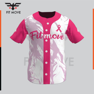 Camiseta de Béisbol Sublimada, Rosa y Blanca, Unisex, Manga Corta, Cierre de Botones, Transpirable, de Poliéster, Alta Calidad - Product Image 5