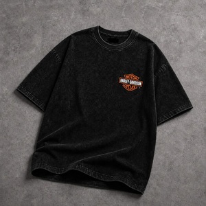 T-shirts de moto en jersey solide 200 grammes imprimés sur mesure pour hommes, délavés à l'acide, coupe ample oversize, motif graphique vintage - Product Image 3