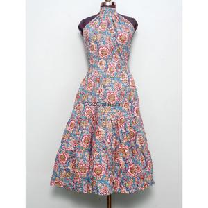 เดรสยาวผ้าฝ้ายถักลายพิมพ์มือแบบคอ halter เปิดไหล่ ลายดอกไม้ สำหรับใส่ไปงานปาร์ตี้ฤดูร้อน - Product Image 1