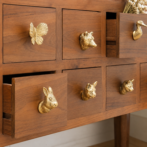 Handcrafted Solid Brass Animal <b>Cabinet</b> <b>Knobs</b> Decorative Drawer Pull Rabbit Butterfly Fox Cat Duck Furniture Door Handle Set - Product Image 1
