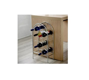 ชั้นวางไวน์แบบตั้งพื้นทำจากโลหะ14ขวดโครเมี่ยมงานแฮนด์เมด - Product Image 2