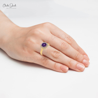 Nouvelle Offre Exceptionnelle : Bague Halo en Améthyste Naturelle Ronde de 6 mm avec Diamant en Or Massif 14 carats – Vente en Gros, Idéale pour Mariage, Fiançailles, Cadeau