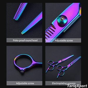 Tijeras de Peluquería Profesionales de Alta Calidad, con Mango Largo, Punta Afilada, Acero Inoxidable, Coloridas, de 6.0 Pulgadas, Venta al Por Mayor de Fábrica - Product Image 6