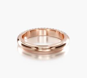 Bague de mariage pour femme RITZIN, style mignon, demi-éternité à 3 rangs, diamant de laboratoire taille ronde - Product Image 2