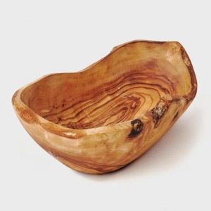 Cuenco de madera con borde natural de olivo, cuenco para ensalada con borde natural, cuencos de madera, utensilios de cocina de diseño para interiores, cuencos para ensalada con acabado pulido - Product Image 5