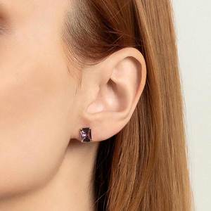 Emerald Cut Amethyst <b>Stud</b> <b>Earrings</b> Gold Plated Geometric Women's Classic Jewelry Bezel Setting Alloy Fashion <b>Earrings</b> - Product Image 1