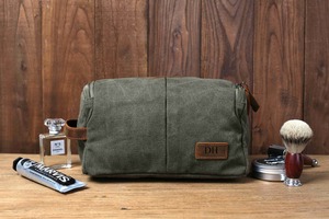 Bolsa de Aseo Grande de Lona y Cuero para Viaje, Neceser Vintage con Logotipo Personalizado, Estuche Organizador de Cosméticos LCTB-0045 - Product Image 2