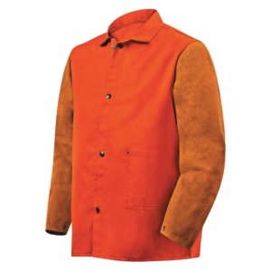 Veste de travail en cuir de vachette de qualité supérieure, tissu en coton, veste de soudeur industrielle, veste de sécurité pour travaux lourds - Product Image 1