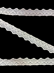 Cinta de encaje de organza de nailon blanco premium de fábrica, con diseño de abanico festoneado, delicado encaje bordado transparente - Product Image 4