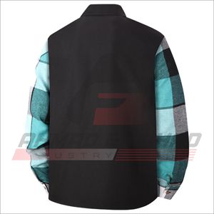 Men's Long Sleeve <b>Patchwork</b> <b>Shirt</b> Color Blocked Casual Regular Fit Woven Fabric Black Gray White Design - Product Image 3