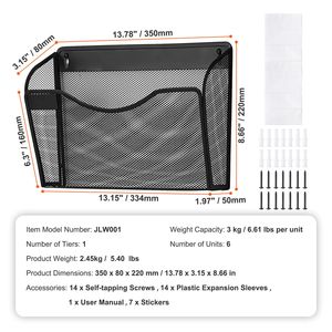 Organizzatore da Parete a Sei Scomparti con 1 Tasca in Rete, Porta Documenti in Metallo per Chiavi, Posta e Fogli - Product Image 3