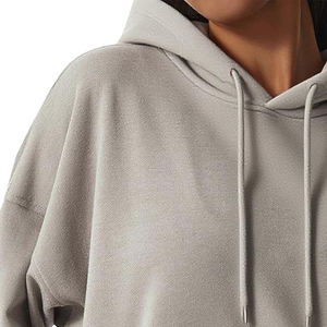 Sudadera Corta de Algodón Liso de Manga Larga con Cuello Redondo, Nuevo Diseño, Personalizable, para Otoño, Conjuntos Deportivos para Mujer - Product Image 6