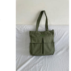 กระเป๋าผ้าแคนวาสลายพรางพิมพ์ลายตามสั่ง ขนาดใหญ่พิเศษ ทนทาน ใช้ซ้ำได้ มีซิปปิด เหมาะสำหรับใส่ของช้อปปิ้ง - Product Image 3