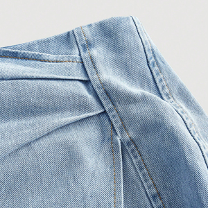 High-Waist Light Wash Denim Skirts for Women Custom Logo Cotton <b>Jean</b> Mini Skirts for Women Wholesale Casual Slim Fit Skirt - Product Image 4