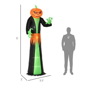 Decorazioni LED Gonfiabili da Esterno per Halloween da 2,7 m: Fantasma e Testa di Zucca per Giardino, Prato, Feste e Festività - Product Image 3