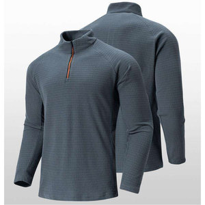 เสื้อสเวตเตอร์แขนยาวผู้ชายแบบซิป ¼  คอปก  โลโก้สั่งทำได้ แห้งเร็ว ยืดหยุ่น เหมาะสำหรับออกกำลังกาย ซิป โพลีเอสเตอร์ คอตตอน ทรงหลวม ใส่ได้ในฤดูใบไม้ผลิ - Product Image 3