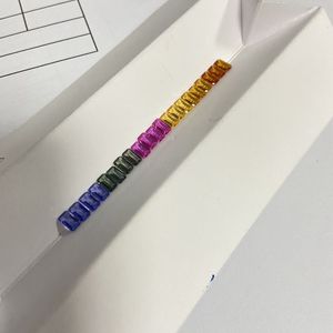 <b>rainbow</b> baguette <b>lab</b> sapphire vibrant multicolor step cut gemstone sleek rectangular stone for fine jewelry making - Product Image 2