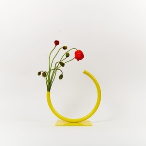 Modern Half Circle Metal Flower Vase Minimalist Decorative Tabletop Vase Contemporary Designer Flower Holder Living Room Dining - Product Image 1