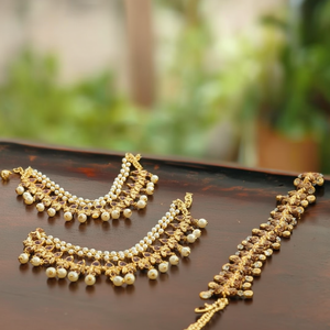 Fashion Jewelry Set Earrings with Hair Chain - Product Image 3