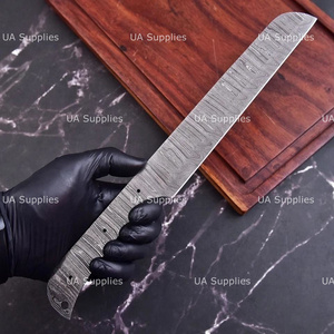 Cuchillo de Acero de Damasco Forjado a Mano de 13 Pulgadas con Punta Caída, Hoja de 0.5mm de Grosor, Hoja Lisa de Espiga Completa para Fabricación de Cuchillos DIY - Product Image 5