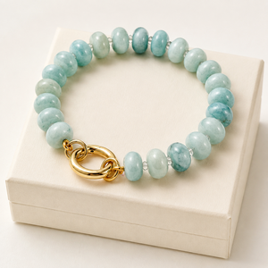 Handmade Natural Jade Quartz Rondelle <b>Beaded</b> <b>Bracelet</b> for Women Girls Colorful Gemstone Classic Daily Wear Fashion Jewelry - Product Image 3