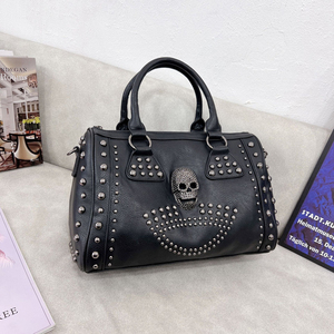 Personalized Punk PU Leather Crossbody Tote <b>Handbag</b> with Skull Design <b>Large</b> Capacity for <b>Women</b> Daily Use - Product Image 1