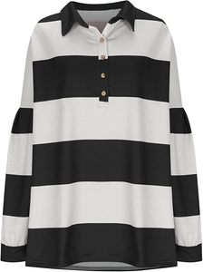 Polo en coton personnalisé pour femmes, polo rayé à manches courtes, polos d'été pour femmes - Product Image 2