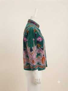 Blouson court vintage ethnique pour femme en velours brodé tissé à la main, motif floral, vêtements d'extérieur automne-hiver, Rajasthan - Product Image 6