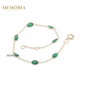 Wholesale Natural Emerald Round Tennis Bracelet 18k <b>Solid</b> Yellow <b>Gold</b> Handmade Jewelry for Bestfriend Gift - Product Image 1